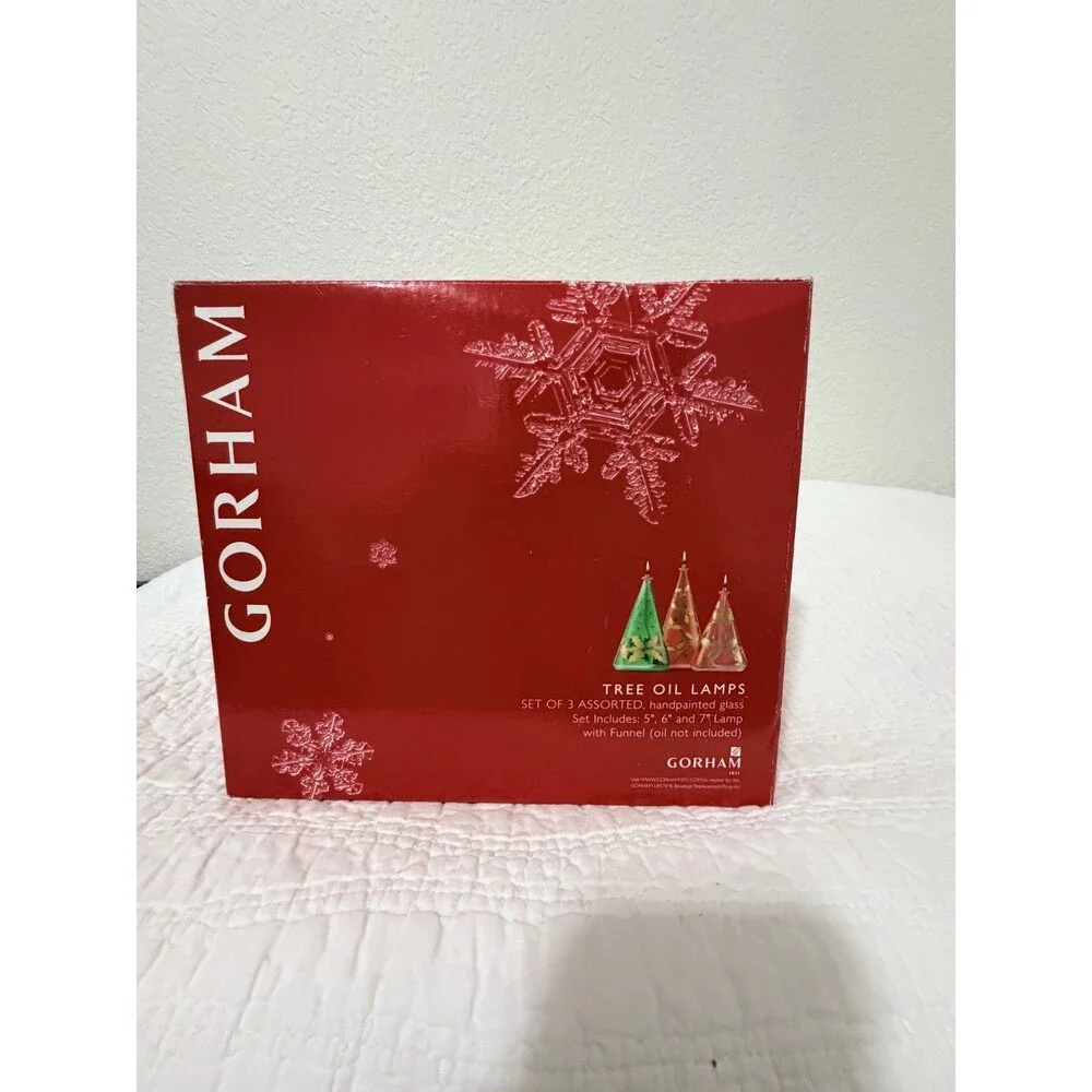 Gorham Tree Oil Lamp Set of 3 Brand New In Box - Seasonal/Christmas/Fall